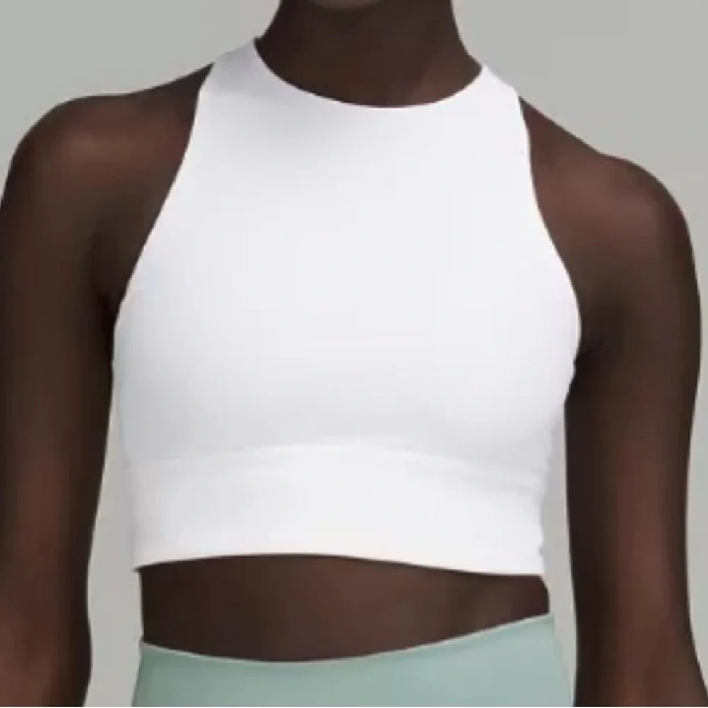 NWT • Lululemon • High-Neck Longline Bra Medium Support • B-D Cups• Size 4 White - Picture 2 of 5